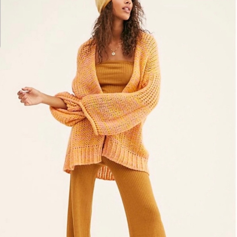 Free People Home Town Cardigan Oversized Sweater Alpaca Wool Blend Size XS
